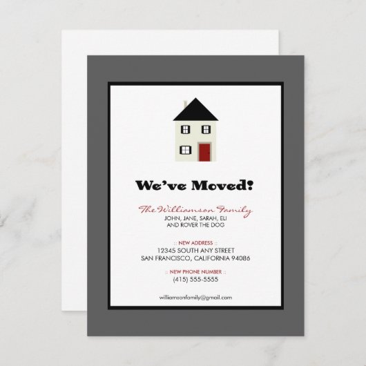 Verhuizing familieaankondiging 4.25" x 5.5" :: lei aankondiging (Voorkant / Achterkant)