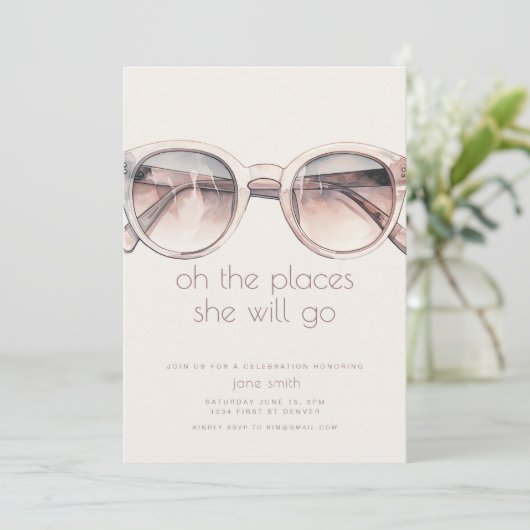 Verhuizing Party Uitnodiging Sjabloon met Sunglass (Staand voorkant)