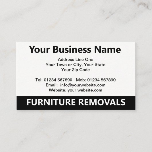 Verhuizingen van meubilair QR-code Visitekaartje (Voorkant)