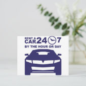 Verhuur van auto's per uur of dag 24-7 briefkaart (Staand voorkant)