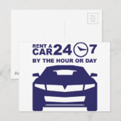 Verhuur van auto's per uur of dag 24-7 briefkaart (Voorkant / Achterkant)