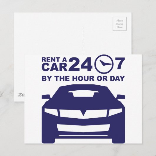 Verhuur van auto's per uur of dag 24-7 briefkaart (Voorkant / Achterkant)