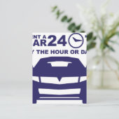 Verhuur van auto's per uur of dag 24-7 briefkaart (Staand voorkant)