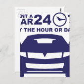 Verhuur van auto's per uur of dag 24-7 briefkaart (Voorkant / Achterkant)