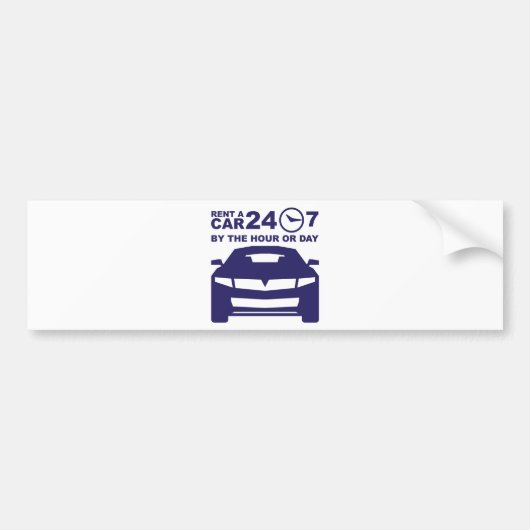Verhuur van auto's per uur of dag 24-7 bumpersticker (Voorkant)