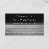 Verhuur van evenementen en partijbenodigdheden visitekaartje (Achterkant)