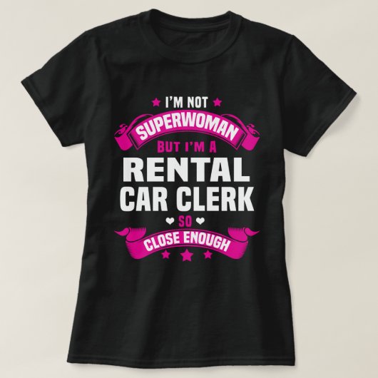 Verhuurde auto Clerk T-shirt (Design voorkant)