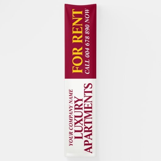 Verhuurde kantoorbenodigdheden: signaalboog rood g spandoek (Verticaal)