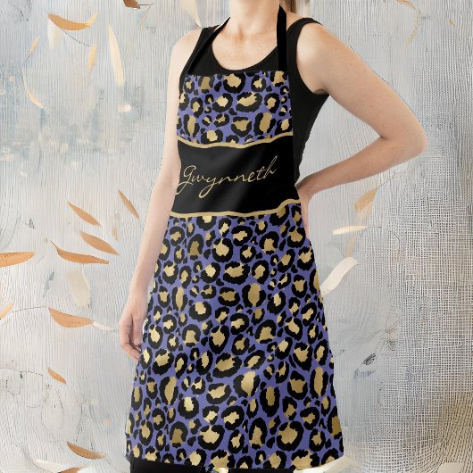 Veri Peri Paarse zwarte luipaard afdrukken met naa Schort