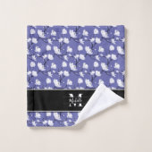 Veri Periwinkle Blue Monogrammed Magnolia Flower Bad Handdoek (Wasdoekje)