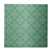 Veridian Green Damask Pattern Tegeltje (Voorkant)