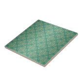 Veridian Green Damask Pattern Tegeltje (Zijkant)