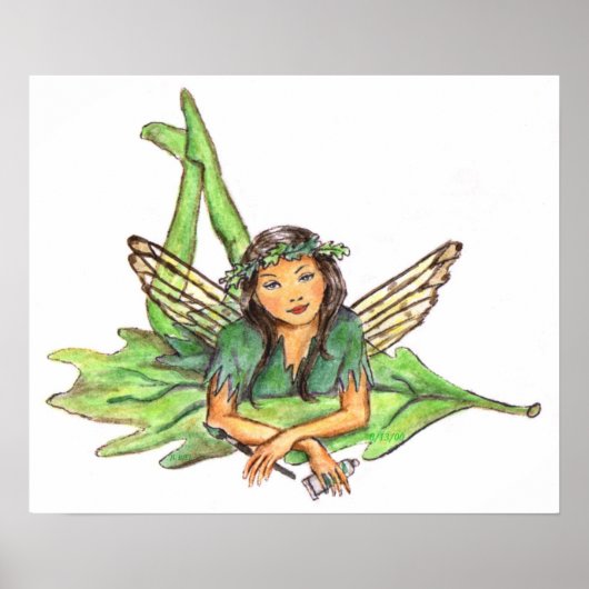 Veridian Green Pixie Fairy JL Biel Poster (Voorkant)