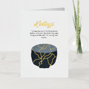 Verijdelde Kintsugi Gouden Verbinding Aanmoediging Folie Wenskaart
