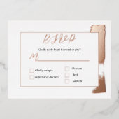 Verijdelde RSVP-omheiningskaart met menuoptie Folie Uitnodiging Briefkaart (Voorkant)