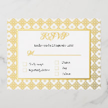 Verijdelde RSVP-omheiningskaart met menuoptie