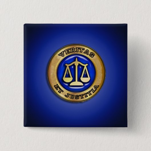 VERITAS OP BLUE VIERKANTE BUTTON 5,1 CM (Voorkant)