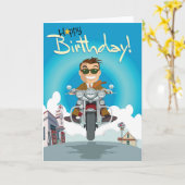 verjaar dagskaart man op motorfiets kaart (Gele Bloem)