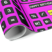 Verjaarcalculator op roze cadeaupapier (Rol Hoek)