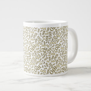 Verjaardag 100 Goud/Wit Willekeurig Nummerpatroon Grote Koffiekop