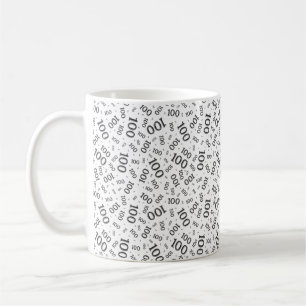 Verjaardag 100 Zwart/Wit Willekeurig Cijferpatroon Koffiemok