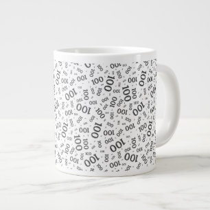 Verjaardag 100 Zwart/Wit Willekeurig Nummer Patroo Grote Koffiekop