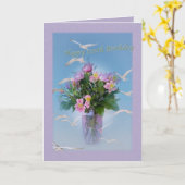 Verjaardag, 100e, bloemen en vogels kaart (Gele Bloem)