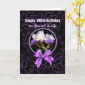 Verjaardag - 100th - Special Lady - Paarse Iris Kaart (Gele Bloem)