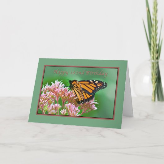 Verjaardag, 102e, Monarch Butterfly Kaart (Voorkant)