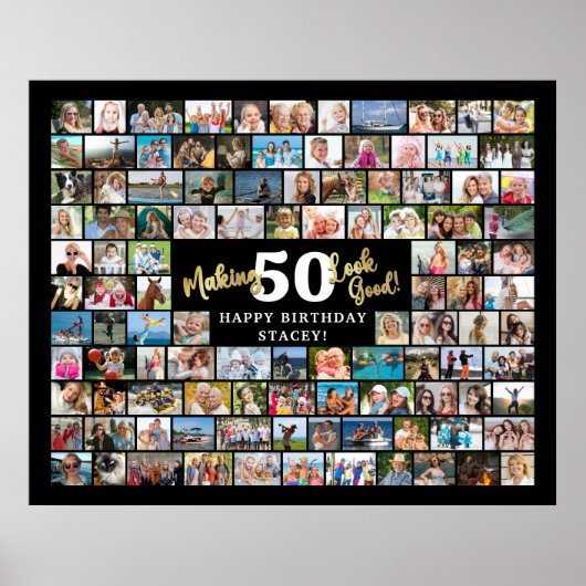 Verjaardag 108 Fotocollage waardoor AGE er goed ui Poster (Voorkant)