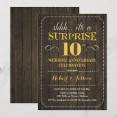 Verjaardag 10-jarig huwelijksjubileum - Hout Goud Kaart (Voorkant / Achterkant)