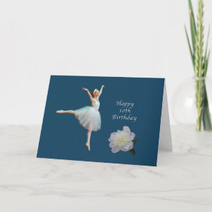 Verjaardag, 10e, Ballerina en Witte pioen Kaart