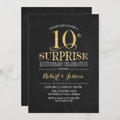 Verjaardag 10e huwelijksjubileum krijtbord goud kaart (Voorkant / Achterkant)
