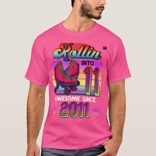Verjaardag 11 Leuk 2011 Roller Skating 11e B T-shirt (Voorkant)
