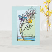 Verjaardag 12 Stap herstel Elke dag vlinder Kaart (Gele Bloem)