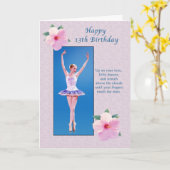 Verjaardag, 13e, Ballerina, Hibiscus Bloemen Kaart (Gele Bloem)
