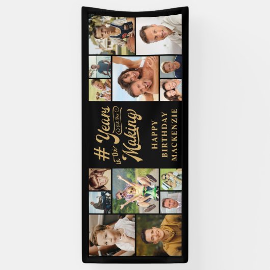 Verjaardag 14 Fotocollage Jaren in de maak Spandoek (Verticaal)