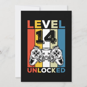 Verjaardag 14e level ontgrendeld 14 Gamen Vintage Kaart