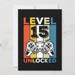 Verjaardag 15e niveau ontgrendeld 15 Gaming vintag Kaart
