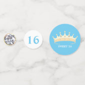Verjaardag 16 jaar op turquoise blauw & wit confetti (Achterkanten)
