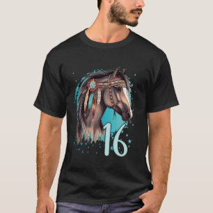 Verjaardag 16 Meisjes Paardrijden Stal Zestien 16  T-shirt