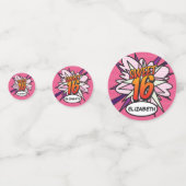 VERJAARDAG 16 Pink Leuke Retro Stripboek Confetti (Achterkanten)
