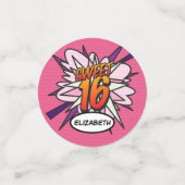 VERJAARDAG 16 Pink Leuke Retro Stripboek Confetti (Kleine voorkant)