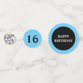Verjaardag 16 wordt gevierd met turquoise blauw en confetti (Voorkanten)