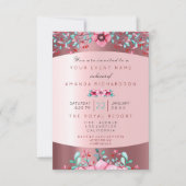 Verjaardag 16e bruids Floral Pink Aqua Roos Sparkl Kaart (Voorkant)