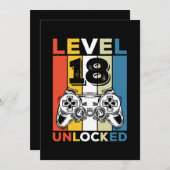 Verjaardag 18e level ontgrendeld 18 gamen retro kaart (Voorkant / Achterkant)