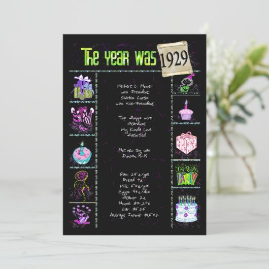 Verjaardag 1929 Uitnodiging (Staand voorkant)
