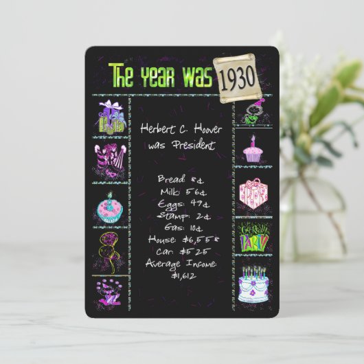 Verjaardag 1930 Uitnodiging (Staand voorkant)