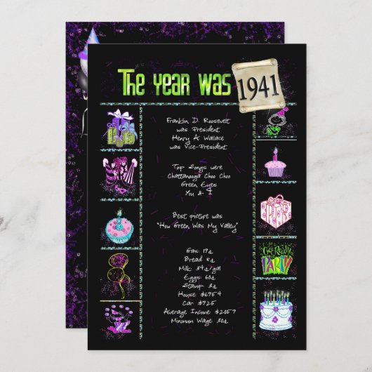 Verjaardag 1941 Uitnodiging (Voorkant / Achterkant)