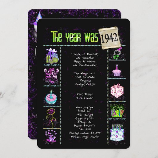 Verjaardag 1942 Uitnodiging (Voorkant / Achterkant)